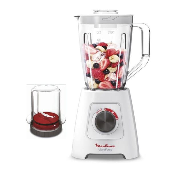 Blender MOULINEX LM422125 600W + 2 Moulin - Blanc Blender MOULINEX LM422125 600W + 2 Moulin - Blanc